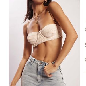 Meshki Tessa Mesh Ruched Cup Bralette - Cream